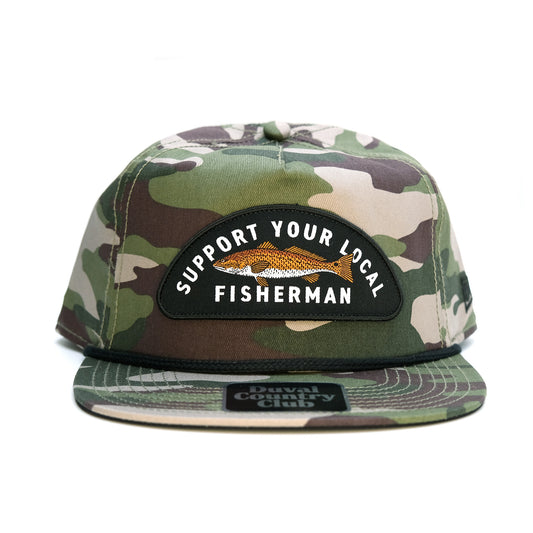 "Support Your Local Fisherman"- camo unstructured hat